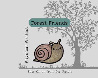 Smiling Snail Patch – Embroidered Forest Creature Patch for Jackets, Bags & Backpacks
