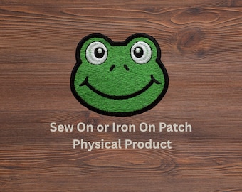 Frog Face Patch: Machine Embroidered Cottagecore Applique