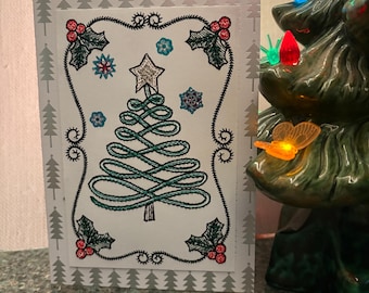 Embroidered Greeting Card Christmas Holiday Gift