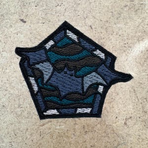 Stained Glass Bat Halloween  Machine Embroidered Patch/Unique Halloween Accessory/Tiny Patch/Quirky Clothing Decoration/Sew On