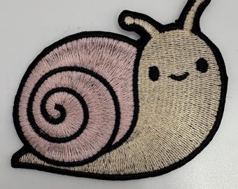 Smiling Snail Patch – Embroidered Forest Creature Patch for Jackets, Bags & Backpacks
