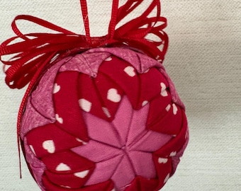 Quilted Holiday Ornament 3" - Gift for teachers, family, Valentines Day