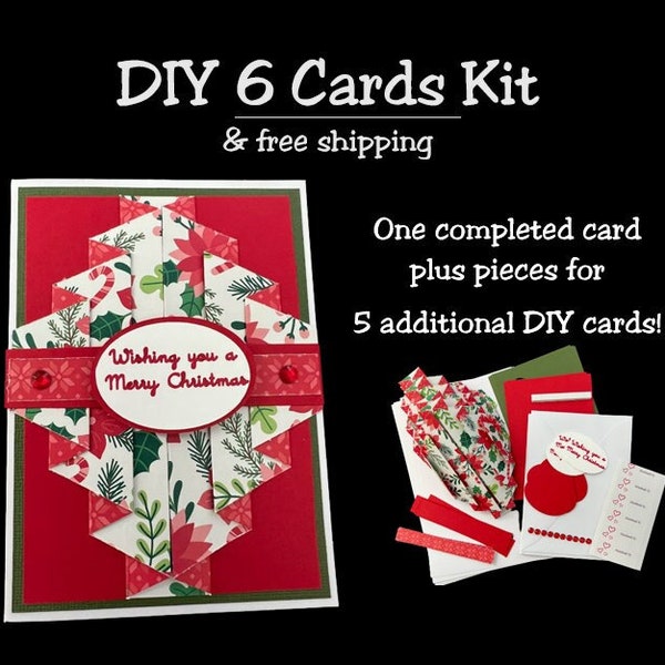 Double pleated folded holiday card, free shipping, DIY Christmas card kit, holiday card, make your own Christmas cards