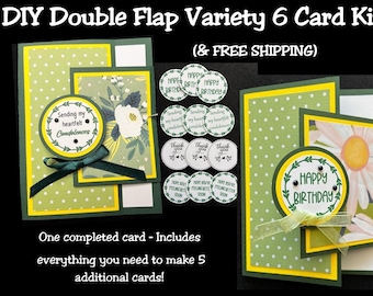 DIY Double Flap Green Variety Card Kit, Sympathy, Get Well, Thank You, Happy Birthday