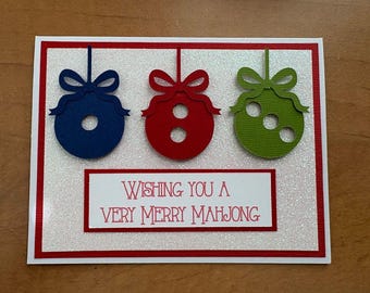 6 cards - Merry Mahjong DIY handmade Christmas card kit