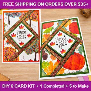 Kit de 6 tarjetas para hacer tú mismo, Tarjeta de hoja fracturada, Tarjetas de otoño de Feliz Otoño
