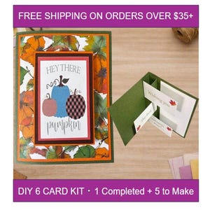 Kit para hacer tarjetas, tarjetas de otoño con pestaña interior, tarjetas de otoño, saludos de Acción de Gracias