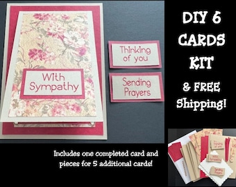 6 Sympathy cards, free shipping, 6 DIY cards, Sending Prayers card, Thinking of you card, DIY cards, Card making, Make your own cards