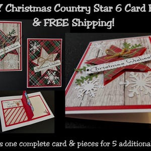 Kit de cartes Xmas Country Star, cartes de voeux de Noël, avec option d'insertion de carte-cadeau image 1