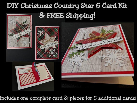 Xmas Country  Star Card Kit, Christmas Greeting Cards, w/ gift card insert option