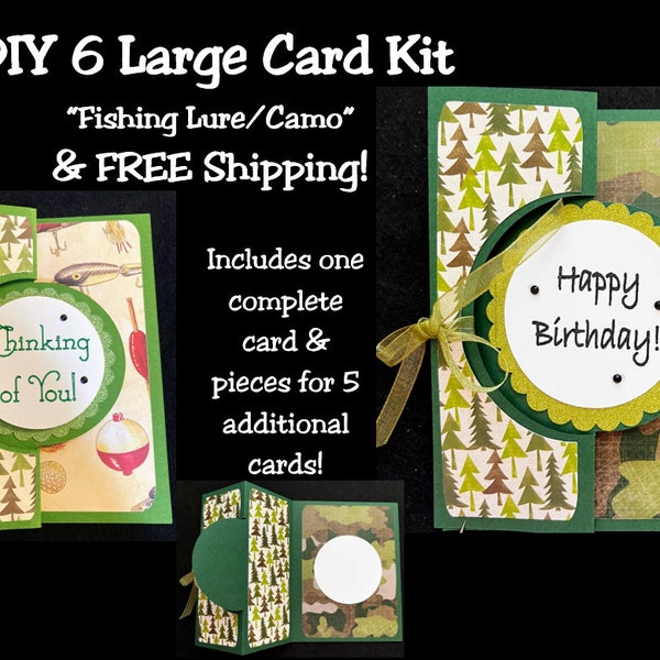 DIY 6 Card Fishing Lure Man's Card, Father's Day, Birthday, Thinking of You Card Kit