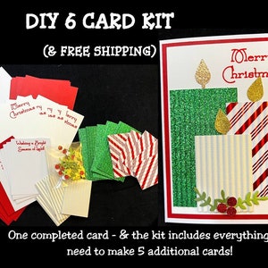 Merry Christmas Candle DIY 6 Card Kit, DIY Cards, Homemade Cards, Christmas Greeting Cards