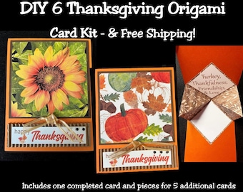 Autumn Thanksgiving Greeting Origami, Fall Card Kit