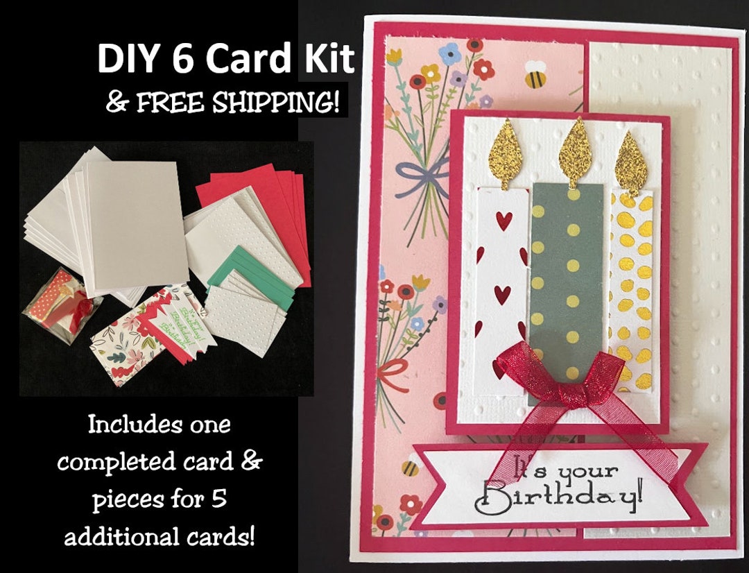 DIY 6 Card Kit Birthday Candle Top, Birthday Card Kit - Etsy