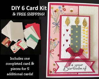 DIY 6 Card Kit Birthday Candle Top, birthday card kit