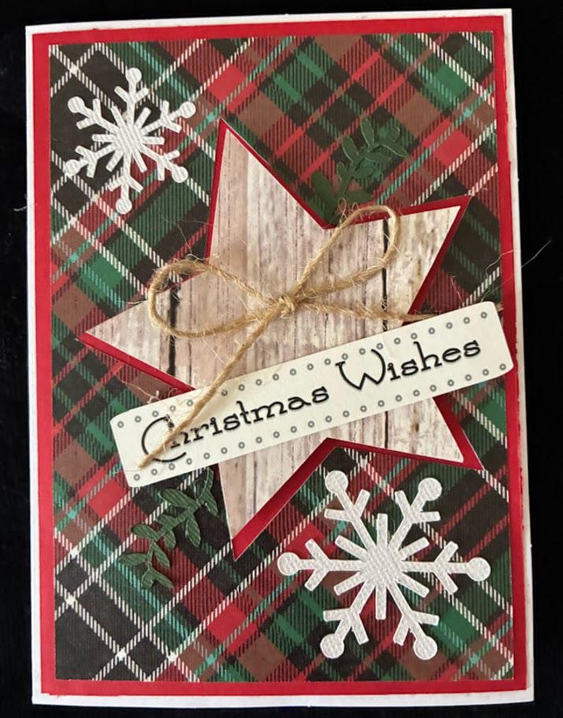 Kit de cartes Xmas Country Star, cartes de voeux de Noël, avec option d'insertion de carte-cadeau Barnwood Star