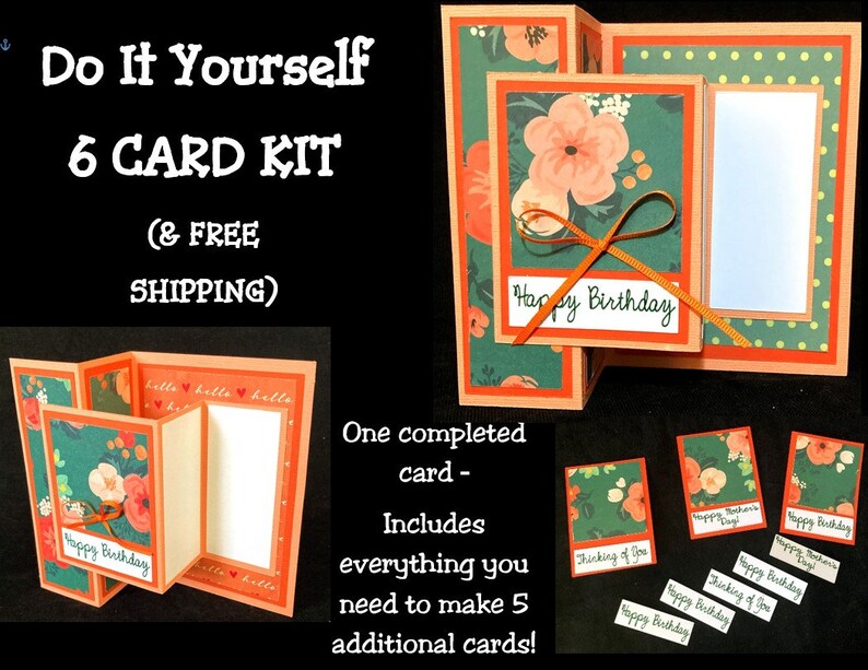 DIY 6 Card Kit Frontfold Z Card Kit Happy Birthday - Etsy