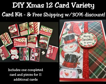Une variété de modèles de 12 cartes de Noël DIY