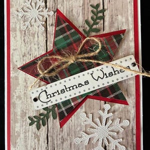 Kit de cartes Xmas Country Star, cartes de voeux de Noël, avec option d'insertion de carte-cadeau Xmas Plaid Star