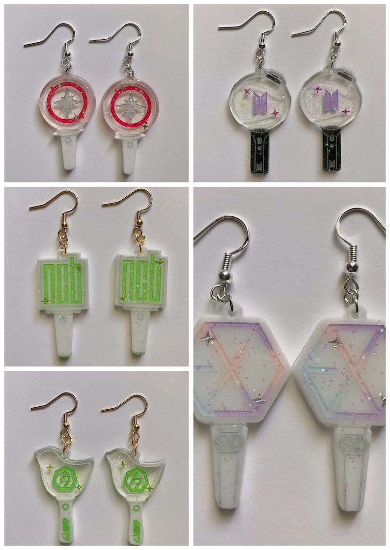 Kpop Lightstick Earrings, Kpop accessories Dangle Drop Earrings, Kpop Earrings image 2
