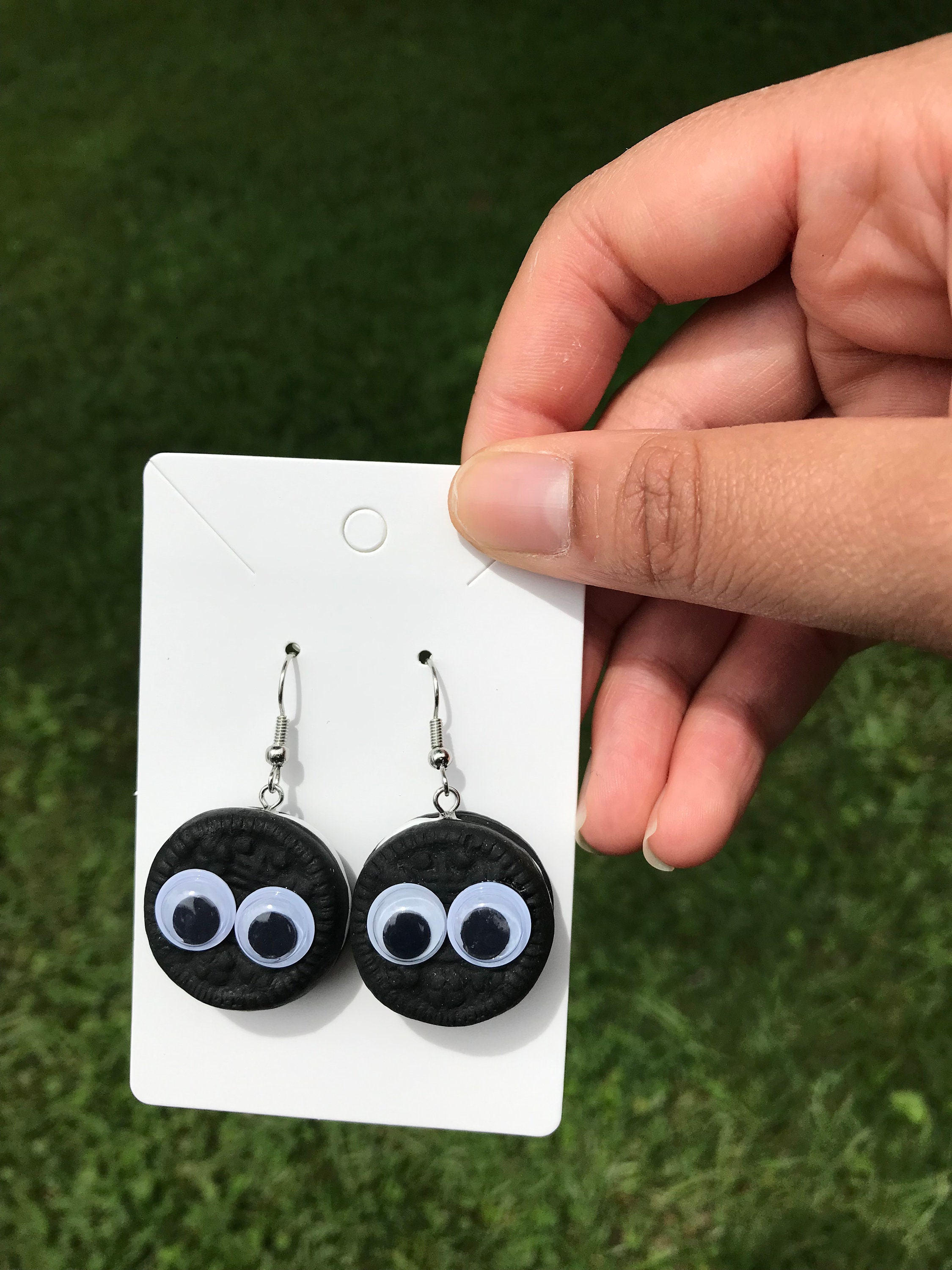 Cookies and Cream Cookie Food Googly Eyes Earrings Etsy