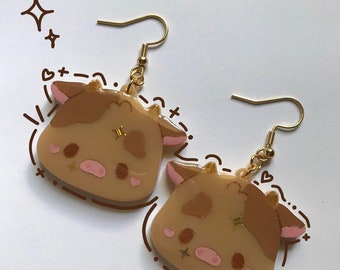 Boucles d'oreilles mignonnes de vache, bijoux de vache, kawaii