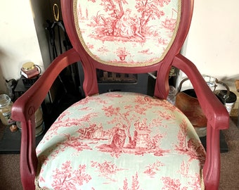 French Louis style toile de jouy chair