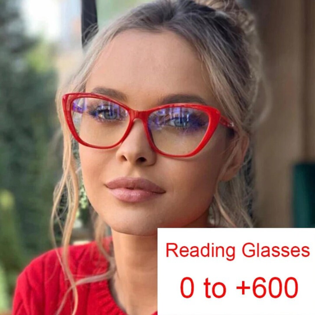 Cat Eye Anti Blue Light Reading Glasses Square Frame Vintage Glasses