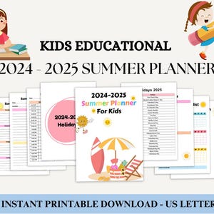 2024-2025 Kids Summer Planner, Ocean Theme Calendar, Children&#39;s Academic Organizer, Vacation Planning Book, Tropical Holidays, Beach Holiday