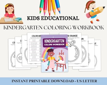 Libro de ejercicios de colores de jardín de infantes, aprendizaje preescolar, práctica de reconocimiento de colores, actividad educativa para niños pequeños, práctica de identificación de colores