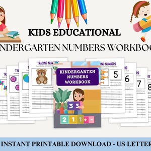 Kindergarten Numbers Workbook, Educational Workbook for Kids, Learning Activity Book, Kids Math Practice, Counting Numbers Practice Book