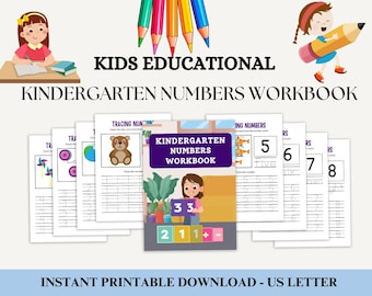 Libro de ejercicios de números de jardín de infantes, Libro de ejercicios educativo para niños, Libro de actividades de aprendizaje, Práctica de matemáticas para niños, Libro de práctica de conteo de números