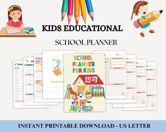 Planificador escolar para niños, Organizador académico, Planificador de estudiantes, Regreso a la escuela esencial, Agenda del aula, Programador académico, Libro de agenda del estudiante