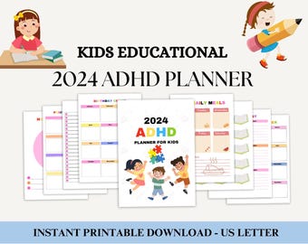 Planificador de TDAH 2024 para niños, planificador diario para niños, rastreador de comportamiento, organizador de gestión del tiempo, agenda escolar, herramienta de gestión del tiempo