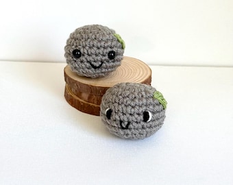 Crochet Pet Rock, Handmade Pocket Pebble , Rock with Moss, knitted stone .