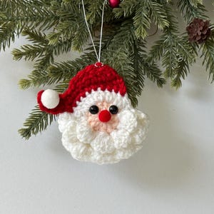 Santa Face ornament,Crochet Santa Ornament,Christmas Santa ornament.