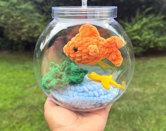 Crochet Fish in a Jar |Amigurumi Goldfish |Pet Fish Toy