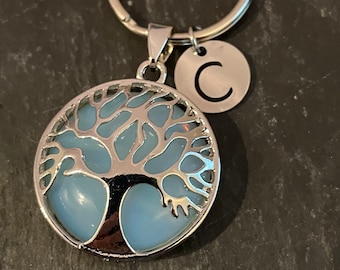 Opalite, Gemstone, Keyring, Tree Of Life, Small Gift, Keychain, personalised