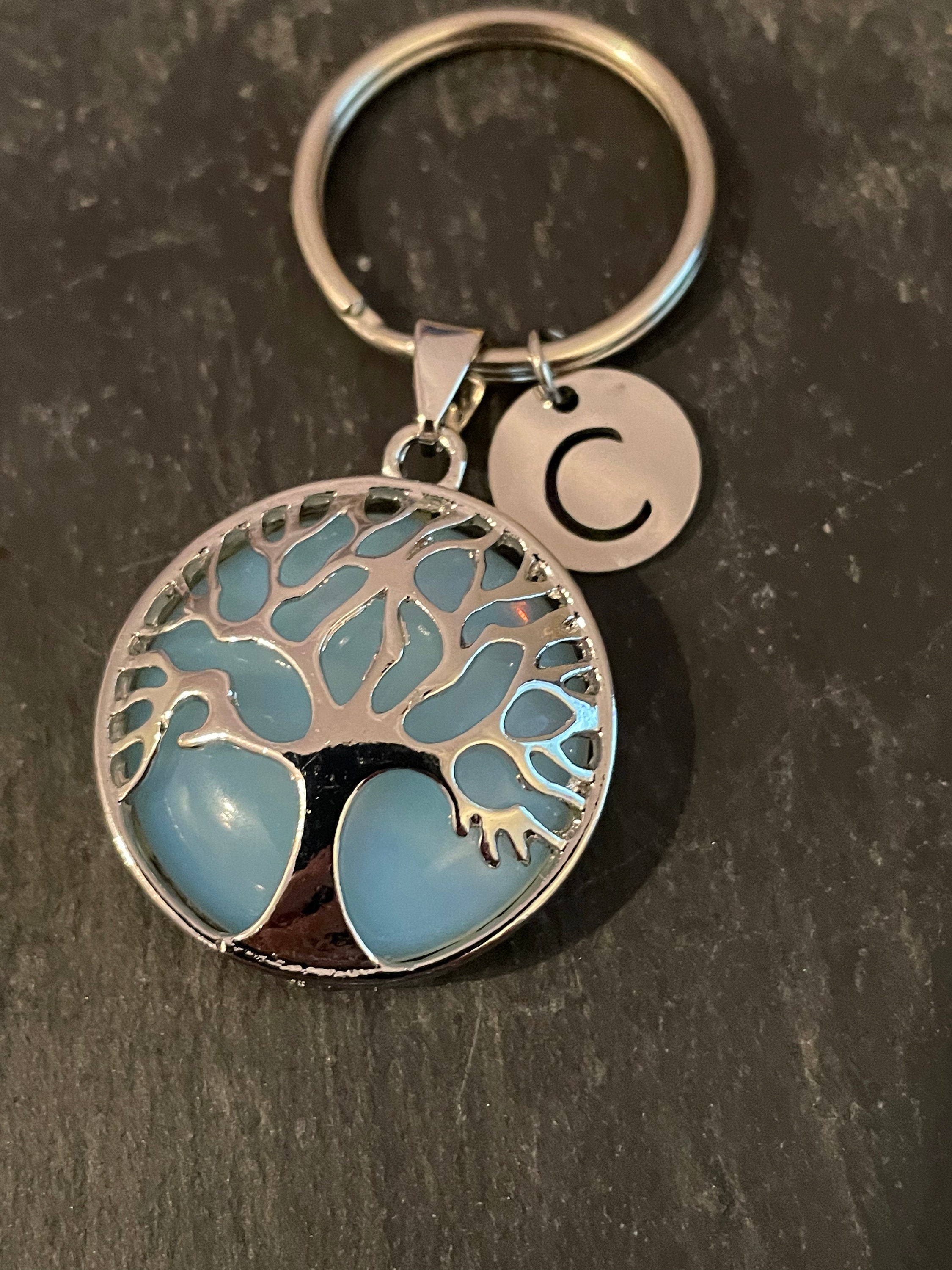 Gemszoo Personalized Tree Of Life Keychain With Birthstone & Photo Engraving - Custom Name Key Ring For Men & Women - 22" Leather Chain Included - View #10