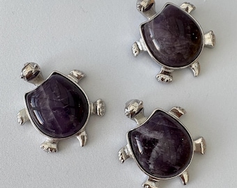 Natural Amethyst Tortoise Keyring