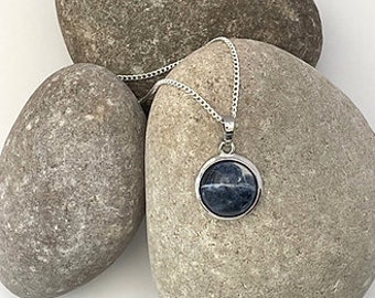 Sodalite Pendant Silver Necklace