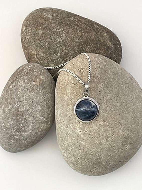 Sodalite Pendant Silver Necklace