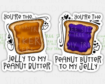 Peanut Butter and Jelly Stickers: Waterproof Friend Stickers