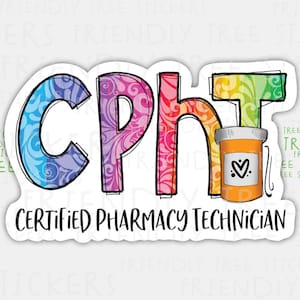 3&quot; Certified Pharmacy Technician Sticker, CPHT Sticker, Pharmacy Tech Sticker, Pharmacy Sticker, Pharmacy Decal, Pharmacy Tech, 373