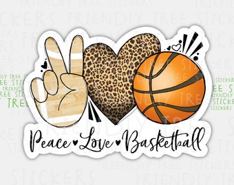 Peace Love Basketball Sticker: Waterproof Vinyl Decal (3&quot;)