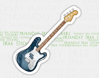 Hand Drawn Bass Guitar Sticker - Waterproof Vinyl Decal - 991