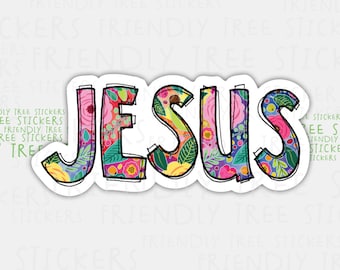 Floral Jesus Sticker: Waterproof Christian Decal (3") - 290
