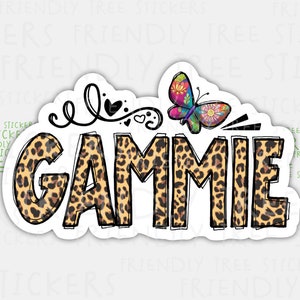 Gammie Leopard Print Sticker: Hand-Drawn Butterfly Decal