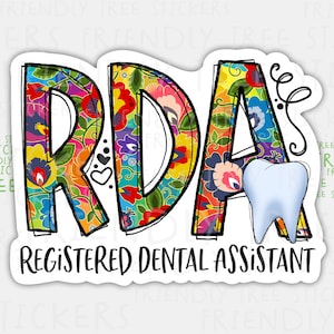 RDA Floral Sticker: Registered Dental Assistant Gift