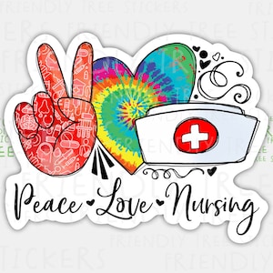 3&quot; Peace Love Nursing Sticker, Medical Sticker, Nursing Sticker, Nurse Life, Nurse Decal, Nursing Sticker, Medical Decal, 363